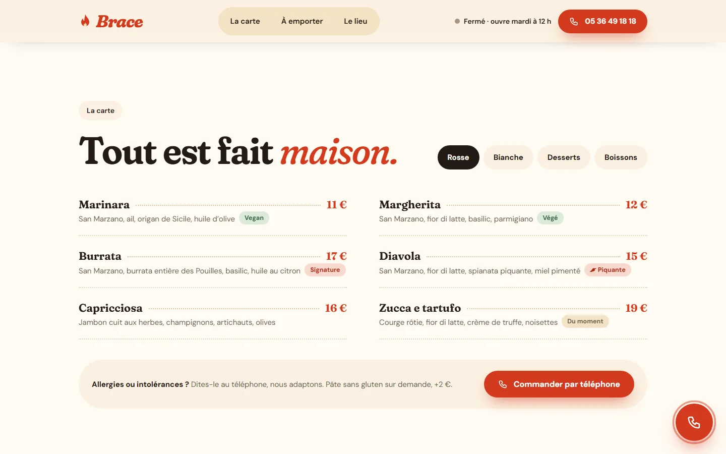 La carte complète à onglets