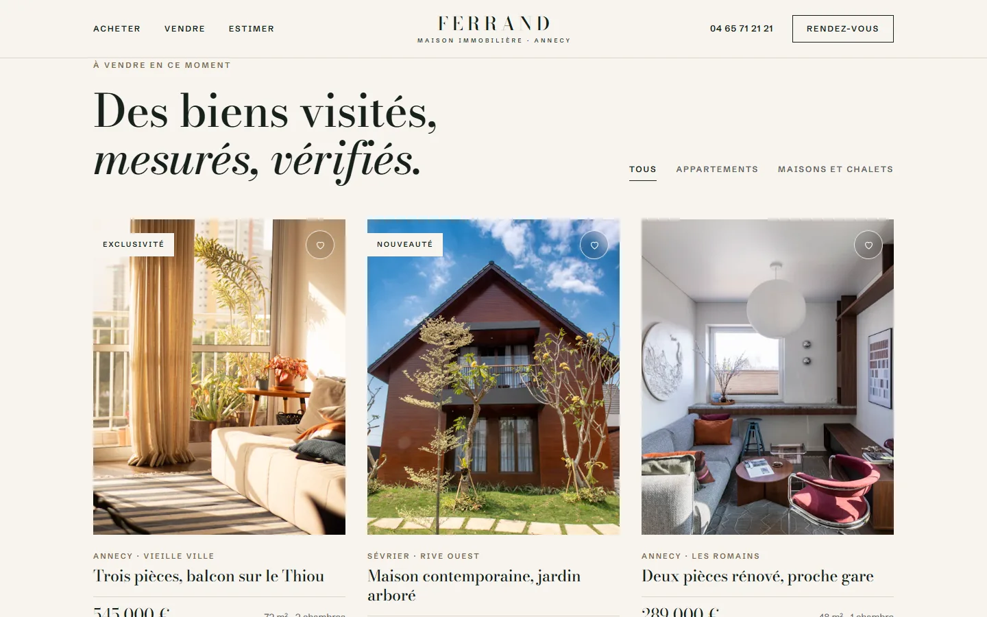 Les biens à vendre